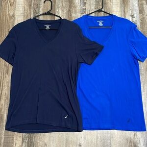 Nautical Deep V Blue Short Sleeve Shirts